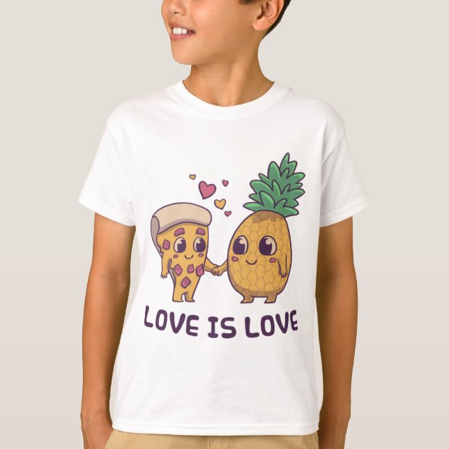 Love Cute Pride Pineapple Pizza  T-Shirt (Front)