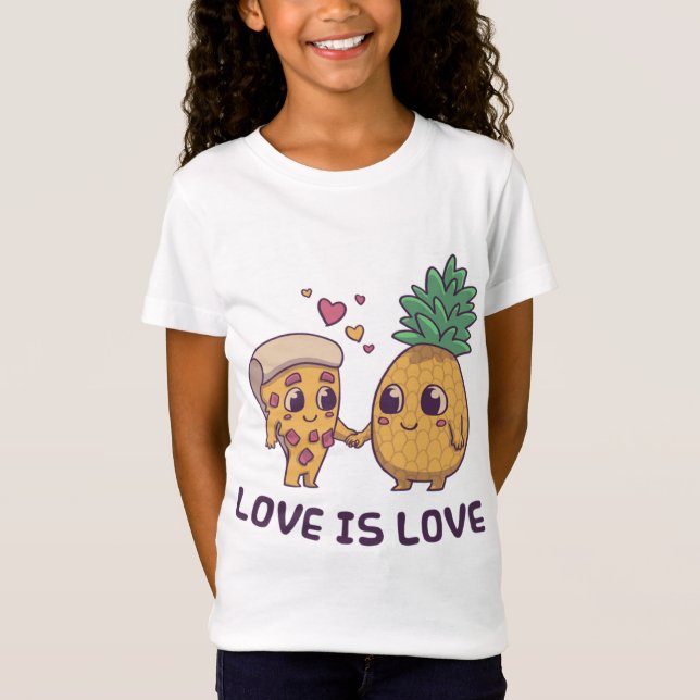 Love Cute Pride Pineapple Pizza  T-Shirt (Front)