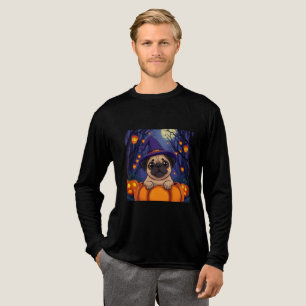 Love Cute Pugs? Cuddle Into the Halloween Pumpkin! Tri-Blend Shirt