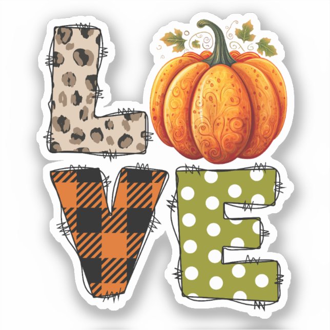 LOVE – Cute Pumpkin & Polka Dot Letters (Front)