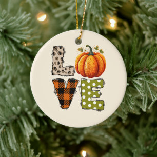LOVE – Cute Pumpkin & Polka Dot Letters Ceramic Tree Decoration