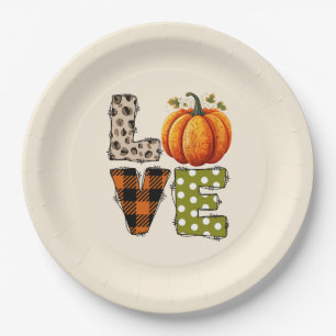 LOVE – Cute Pumpkin & Polka Dot Letters Paper Plate