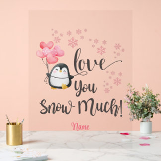 Love - Cute Valentine Penguin Personalised Acrylic Sign