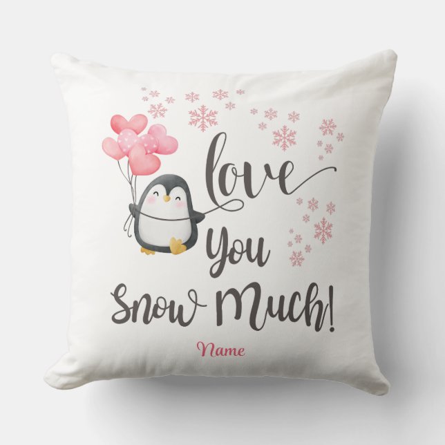 Love - Cute Valentine Penguin Personalised Cushion (Front)
