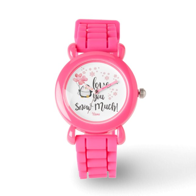 Love - Cute Valentine Penguin Personalised Watch (Front)