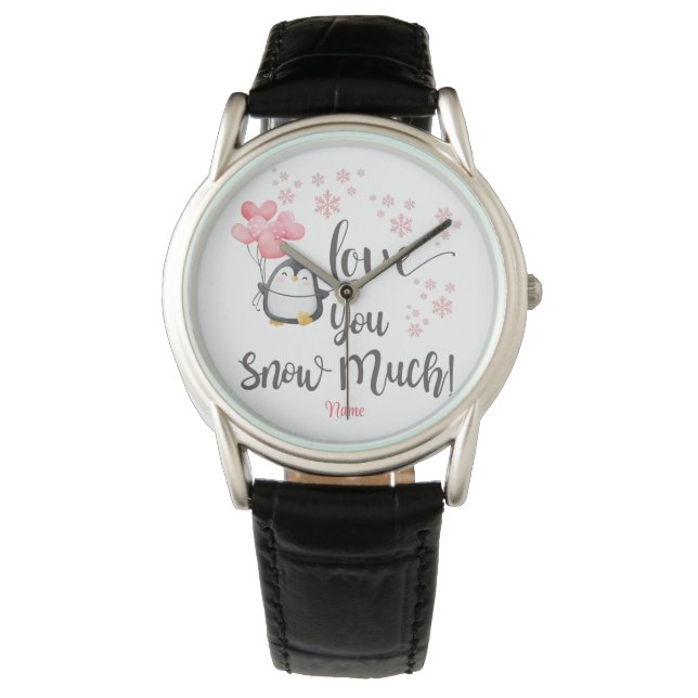 Love - Cute Valentine Penguin Personalised Watch (Front)