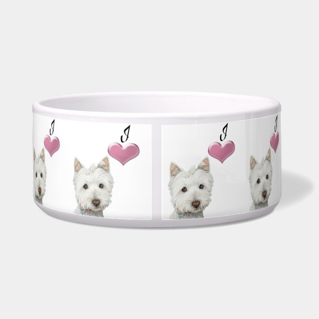 Love Cute Westie Dog Pet Bowl (Back)