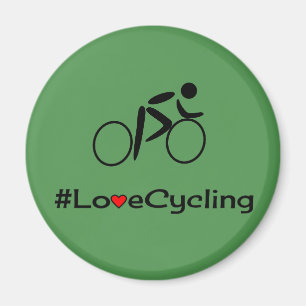 Love cycling caption green magnet