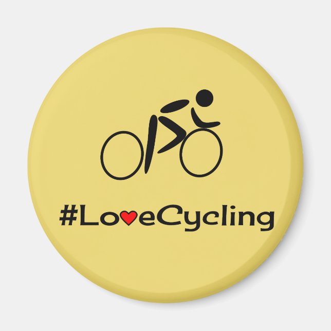 Love cycling caption yellow magnet (Front)