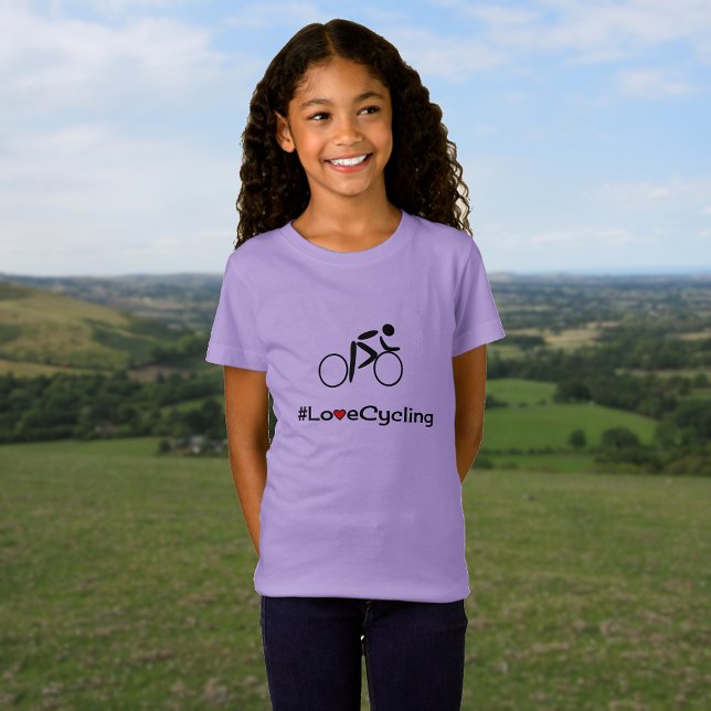 Love Cycling slogan cyclist T-Shirt (Lavender color option, 'classic' printing)