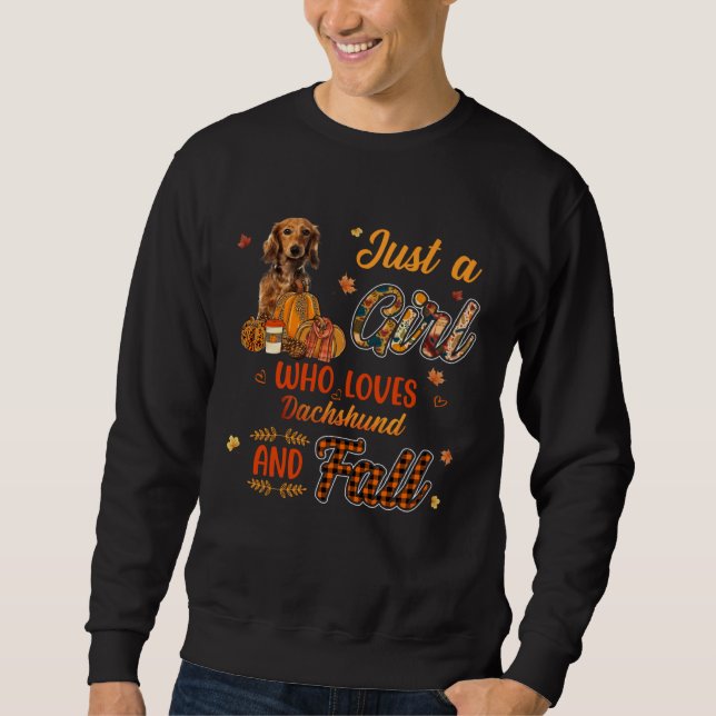 Love Dachshund And Fall Autumn Maple Leaf Thanksgi Sweatshirt (Front)