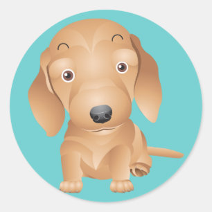 Love Dachshund Puppy Dog Blue Sticker / Seal