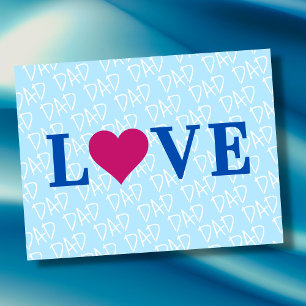 LOVE DAD Blue Modern Elegant Postcard