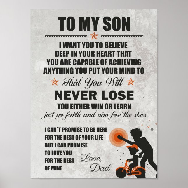Love Dad, To My Son, Dad Son Bike Never Lose Poster (Front)