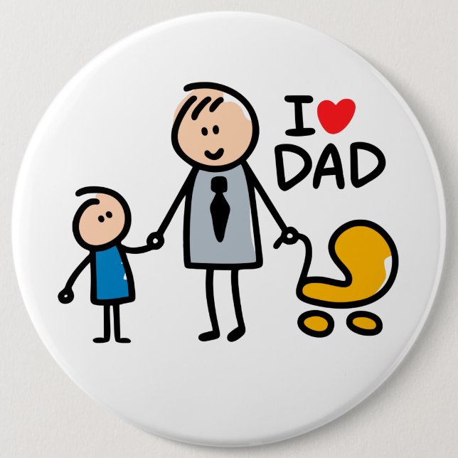 Love Daddy print 6 Cm Round Badge (Front)