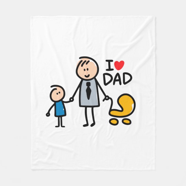 Love Daddy print Fleece Blanket (Front)