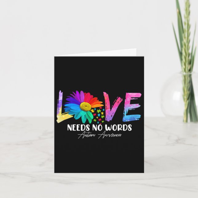 Love Daisy Autism Awareness Needs No Words  Card (Front)