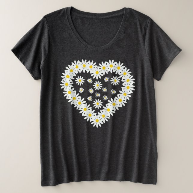 Love Daisy Flowers Plus Size T-Shirt (Design Front)