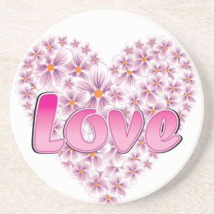 Love Daisy Heart Pink Coaster