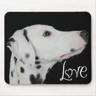 Love Dalmatian Puppy Dog Black Mousepad
