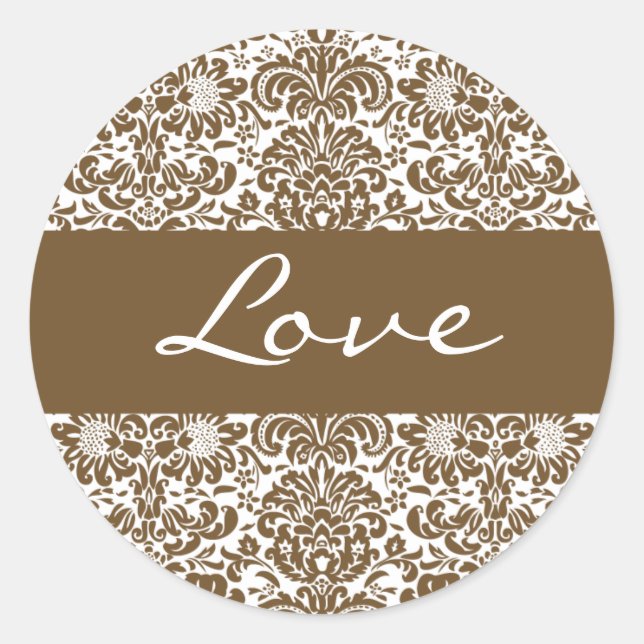 Love Damask Envelope Sticker Seal (Front)