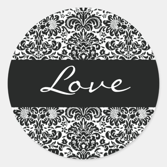 Love Damask Envelope Sticker Seal (Front)