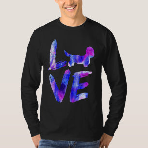 Love Dandie Dinmont Terrier Watercolor Blue Dog Mo T-Shirt