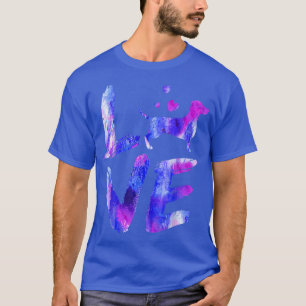 Love Daschund Doie Weiner Watercolor Blue Dog Mum  T-Shirt