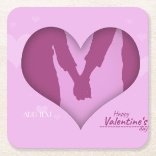 Love day beautiful pink square paper coaster