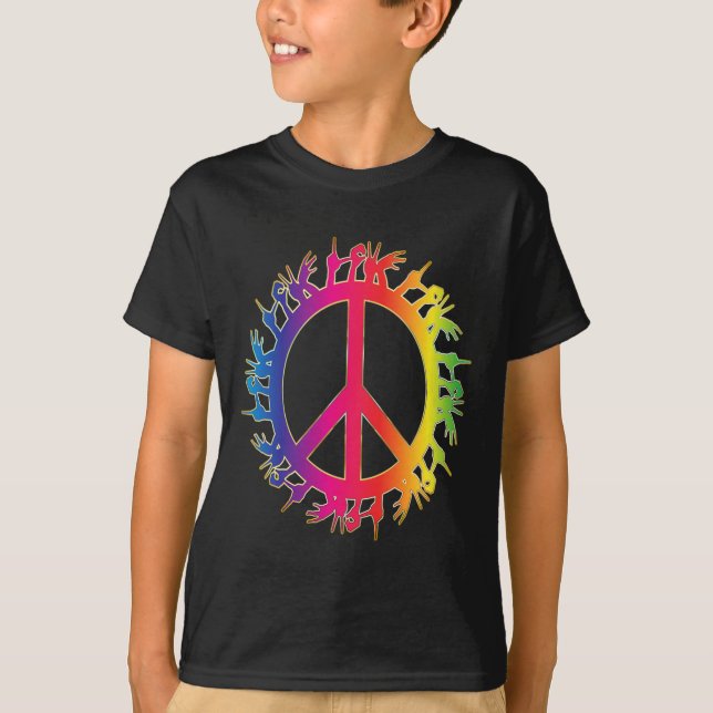Love Deaf Peace Sign Language Hand Talking Teacher T-Shirt (Front)