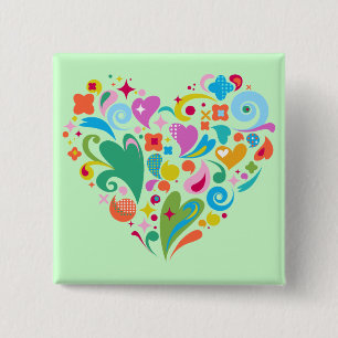 Love Deco Heart 15 Cm Square Badge