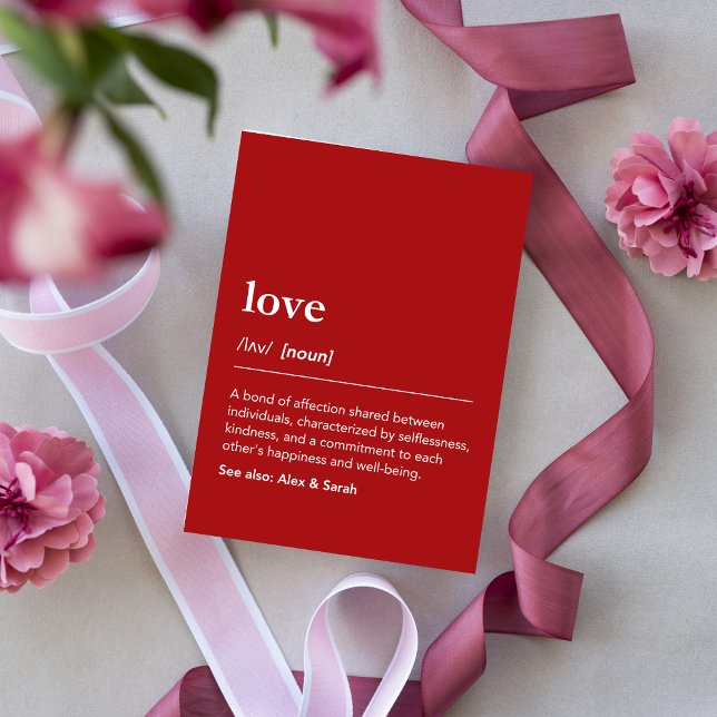 Love Definition Modern Minimalist Red Valentines Card (Creator Uploaded)