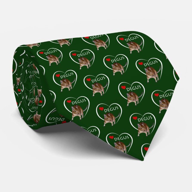 Love Degus Tie (Dark Green) (Rolled)