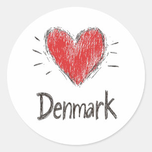 Love Denmark Classic Round Sticker