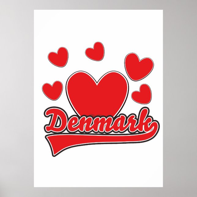 Love Denmark vintage style logo Poster (Front)