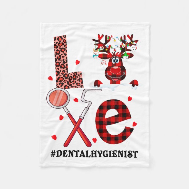 Love Dental Christmas Reindeer Dental Squad Xmas D Fleece Blanket (Front)