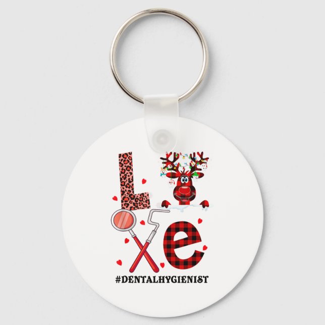 Love Dental Christmas Reindeer Dental Squad Xmas D Key Ring (Front)