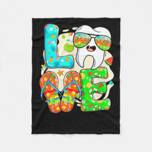Love Dental Life Cute Tooth Flip Flops Summer Dent Fleece Blanket