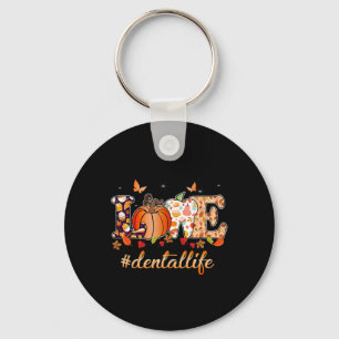 Love Dental Life Pumpkin Tooth Dentist Fall Thanks Key Ring