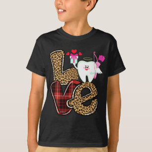 Love Dentist Heart Red Plaid Leopard Valentine's D T-Shirt