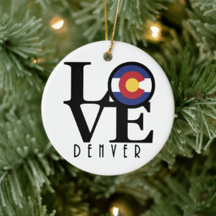 LOVE Denver Colorado Ceramic Tree Decoration