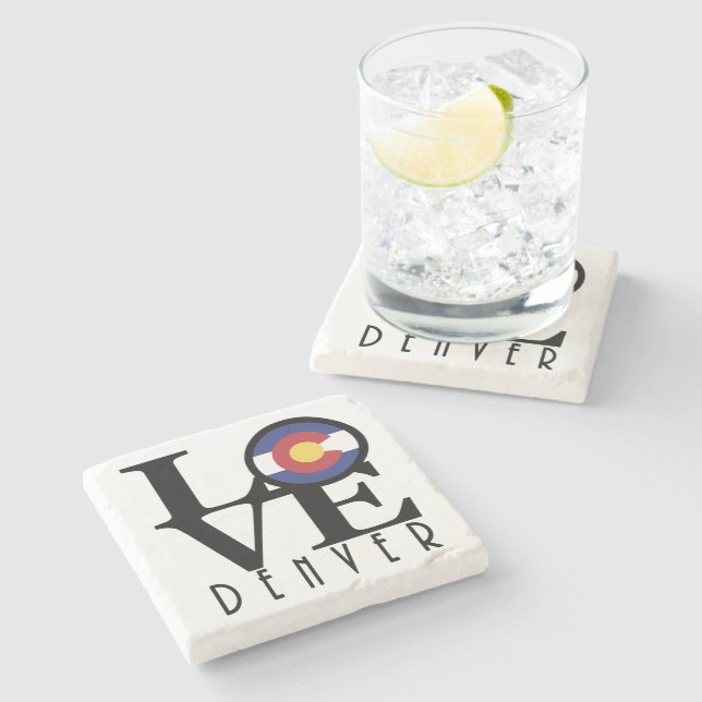 LOVE Denver Colorado  Stone Coaster (Side)