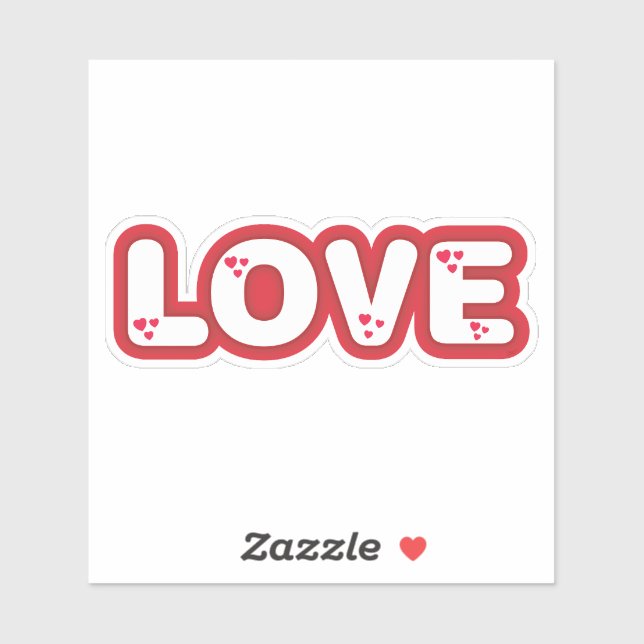 "Love" design, red rounded letters with hearts (Sheet)