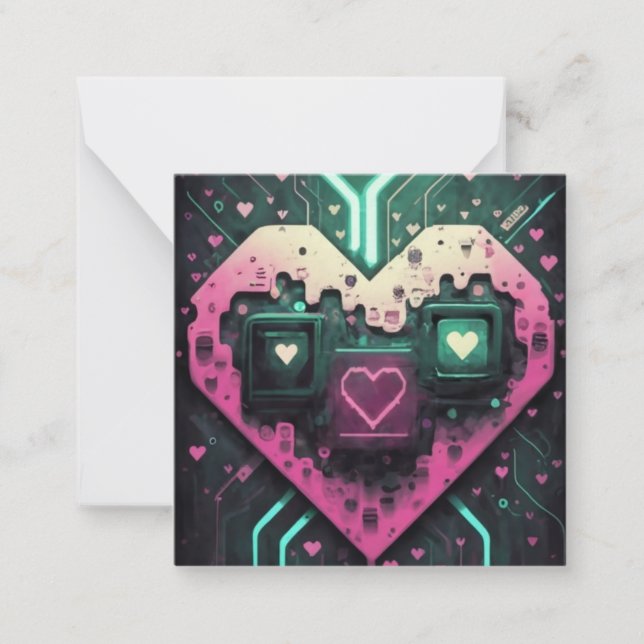 Love Design with Pixelated Heart  Card (Front)
