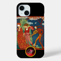 LOVE ,DESIRE AND DEATH RED GEM STONE MONOGRAM