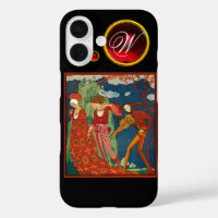 LOVE ,DESIRE AND DEATH RED GEM STONE MONOGRAM