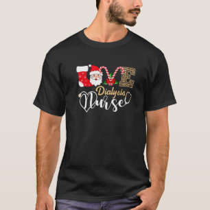 Love Dialysis Nurse Santa Stethoscope Leopard Chri T-Shirt