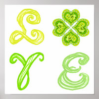 LOVE Diamond Clover St. Patrick's Day fabric font