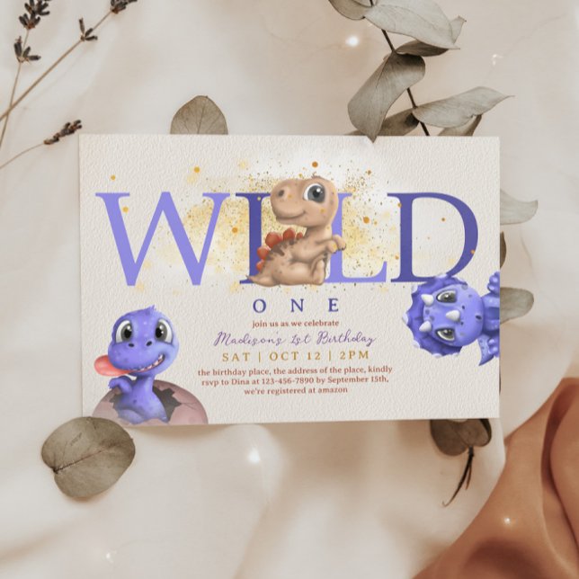 Love Dino Simple Funny Baby Boy First Birthday Invitation (Creator Uploaded)