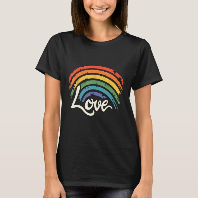 Love Distressed Rainbow Design T-Shirt (Front)
